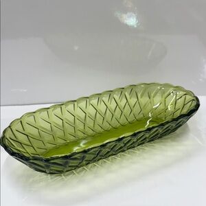 Vintage INDIANA GLASS Pretzel Avocado Celery Dish